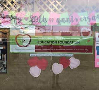 We Love Our Teachers Window display at Treads and Threads on Main Street